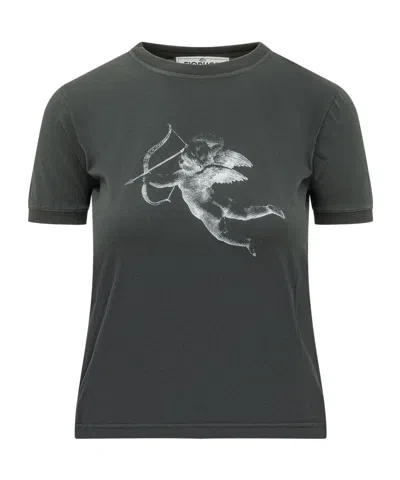 Fiorucci Cherub Print Baby T-shirt In Black