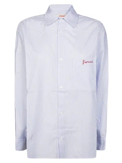 Fiorucci Classic White Button-up Shirt In Blue