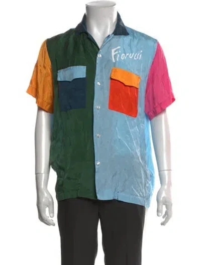 Pre-owned Fiorucci Colorblock Pattern Short Sleeve Shirt In Green