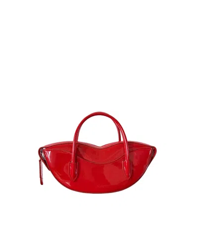 Fiorucci Compact Nude Vinyl Lips-shaped Tote Bag In Red