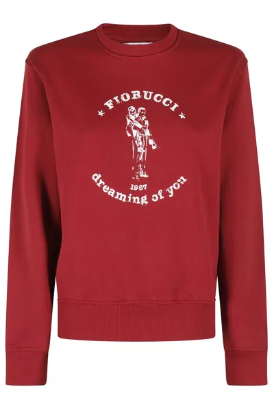 Fiorucci Contrast Print Bordeaux Crewneck Sweatshirt