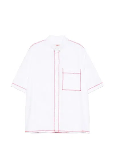 Fiorucci Contrast-stitch Short-sleeve Shirt In White