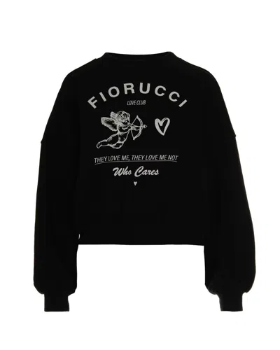 FIORUCCI CROP CUPID LOVE CLUB BLACK SWEATSHIRT