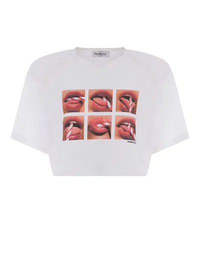 Fiorucci Crop T-shirt  Bocca In White