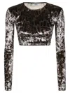 Fiorucci Crop Top Velluto Animalier In Animal Print