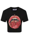Fiorucci Mouth Print Cropped T-shirt In Black