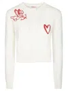Fiorucci Cropped Cardigan With Embroidered Cherub And Heart Designs In White