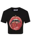 Fiorucci Mouth Print Cropped T-shirt In Black