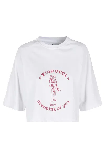 Fiorucci Cropped T-shirt With Padded Shoulders In White
