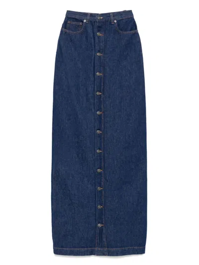 Fiorucci Denim Maxi Skirt In Blue