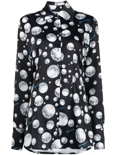 Fiorucci Disco-ball Print Long-sleeve Shirt In Black