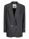 Fiorucci Double-breasted Wool Blazer In Black