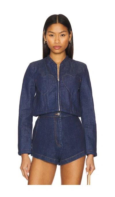 Fiorucci Double Heart Denim Jacket In Rinse Blue
