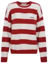 Fiorucci Embroidered Alpaca Sweater With Bold Red Stripes In Red
