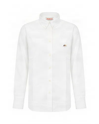 Fiorucci Embroidered Cotton Button-up Shirt In White