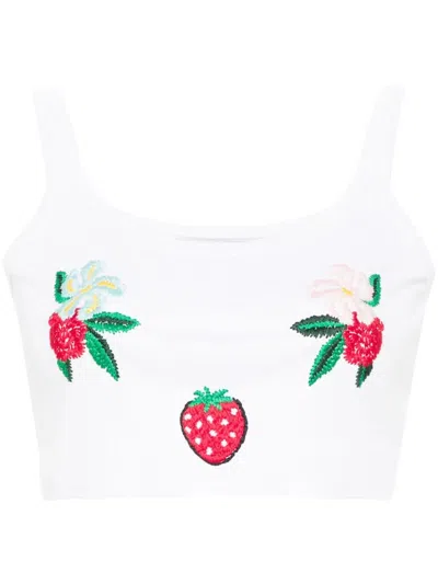FIORUCCI EMBROIDERED CROPPED TANK TOP