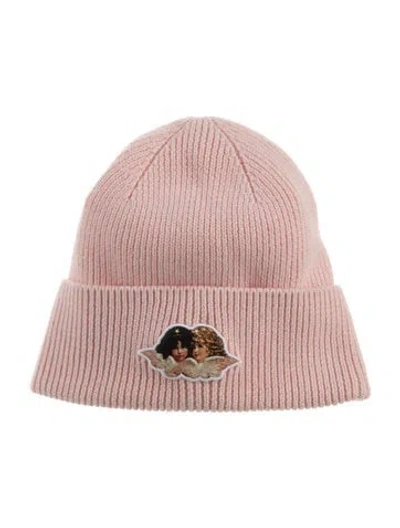 Pre-owned Fiorucci Embroidered Merino Wool Beanie In Pink