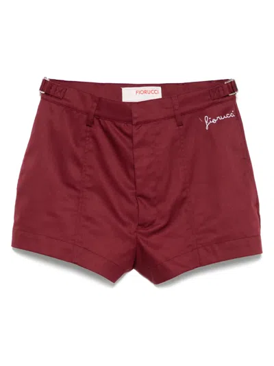 Fiorucci Embroidered Shorts In Red