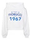 Fiorucci White Dreaming 1967 Print Boxy Fit Cropped Hoodie In Gray