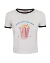 Fiorucci Graphic Crew Neck Top Contrast Trim In White