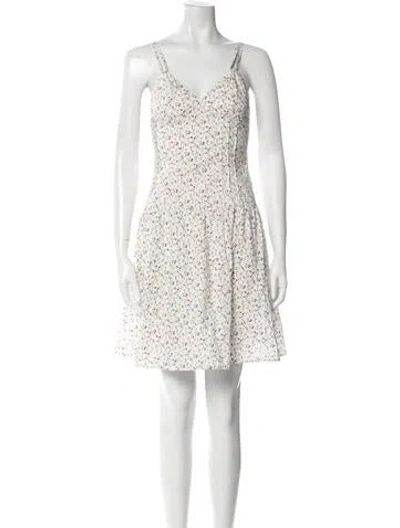 Pre-owned Fiorucci Floral Print Mini Dress W/ Tags In White