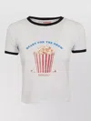 Fiorucci Graphic Crew Neck Top Contrast Trim In White