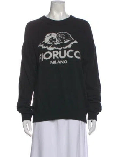 Pre-owned Fiorucci Graphic Print Crew Neck Sweater In Black
