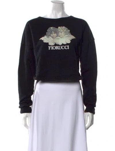 Pre-owned Fiorucci Graphic Print Crew Neck Sweater In Black