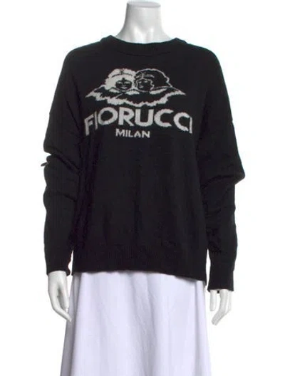 Pre-owned Fiorucci Graphic Print Crew Neck Sweater In Black