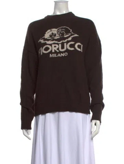 Pre-owned Fiorucci Graphic Print Crew Neck Sweater In Brown