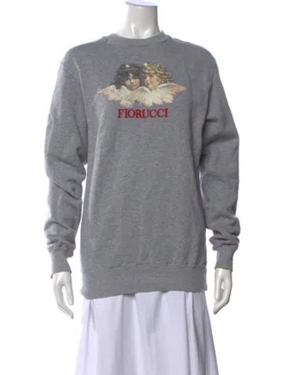Pre-owned Fiorucci Graphic Print Crew Neck Sweater In Gray