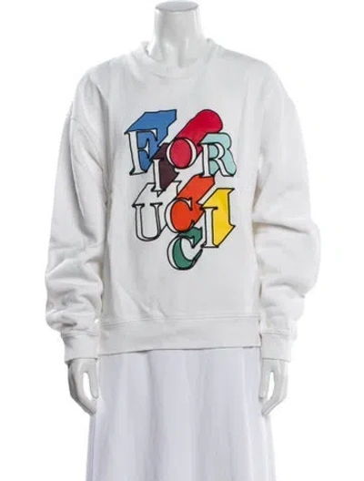 Pre-owned Fiorucci Graphic Print Crew Neck Sweatshirt In White