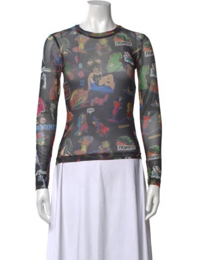 Pre-owned Fiorucci Graphic Print Crew Neck Top In Multicolor