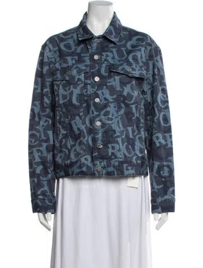 Pre-owned Fiorucci Graphic Print Denim Jacket In Blue