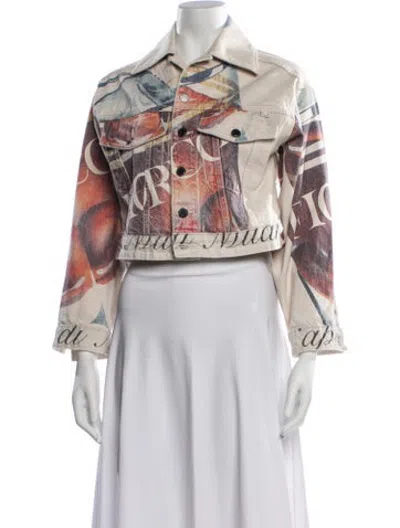 Pre-owned Fiorucci Graphic Print Denim Jacket In Multicolor