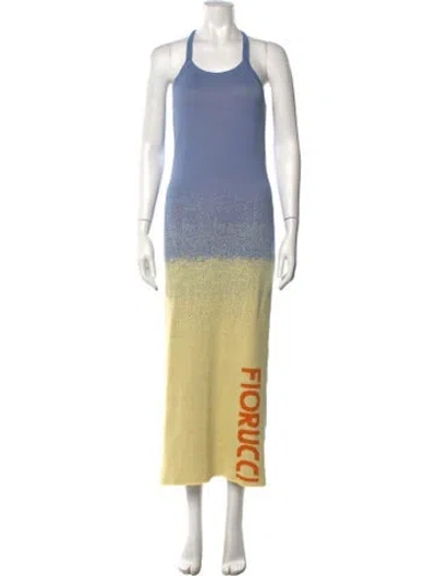 Pre-owned Fiorucci Graphic Print Long Dress In Multicolor
