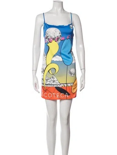 Pre-owned Fiorucci Graphic Print Mini Dress In Orange