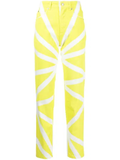 Fiorucci Graphic-print Straight-leg Jeans In Gelb