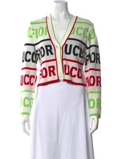 Pre-owned Fiorucci Graphic Print V-neck Sweater In Multicolor