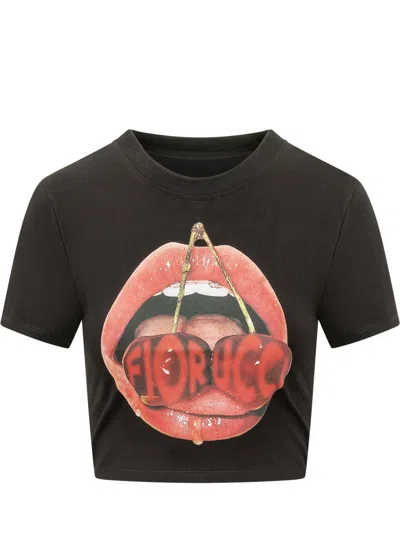 Fiorucci Graphic T-shirt With Unique Print In Black