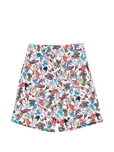 Fiorucci Graphic-print Drawstring Shorts In Blue
