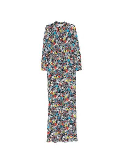 Fiorucci Graphic-print Long-sleeve Maxi Dress In Multi