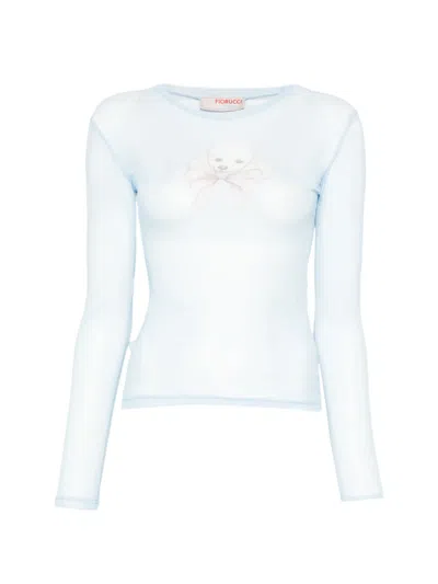 Fiorucci Graphic-print Mesh T-shirt In Blue