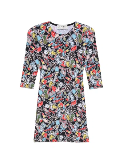 Fiorucci Graphic-print Mini Dress In Black