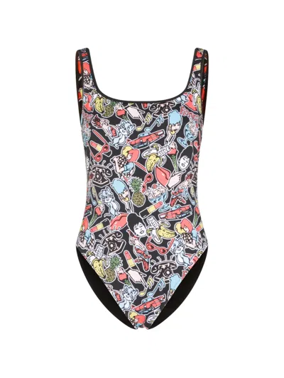 Fiorucci Graphic-print Swimsuit In Multi