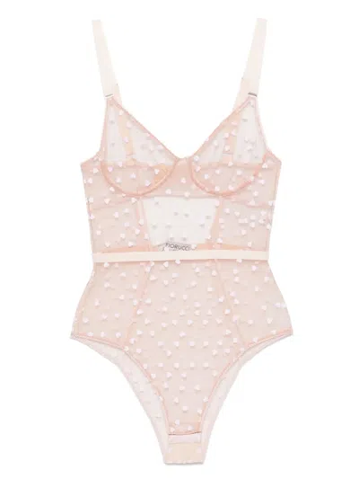 Fiorucci Heart-print Bodysuit In Neutrals
