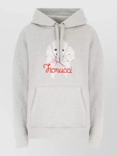 Fiorucci Hooded Top Kangaroo Pocket Ribbed Cuffs In Gray