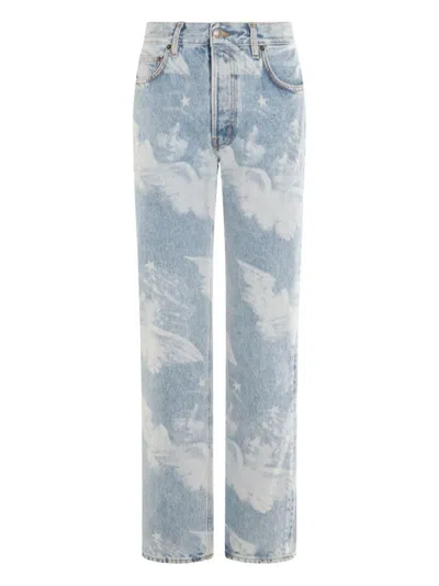 Fiorucci Light Blue Cotton Jeans In Gray