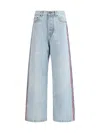 Fiorucci Tricolor Stripe Baggy Jeans In Blue