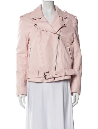 Pre-owned Fiorucci Leather Biker Jacket In Pink